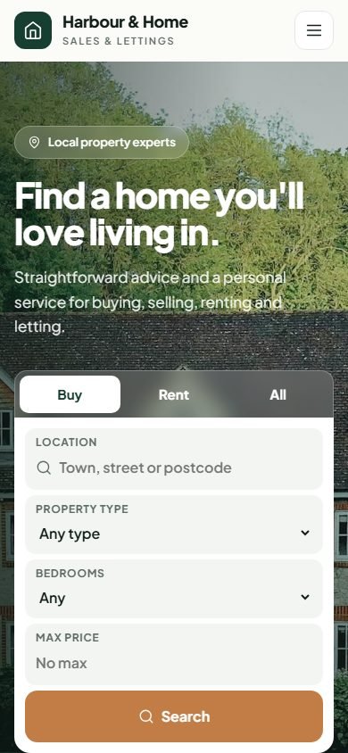 The same website on a mobile phone